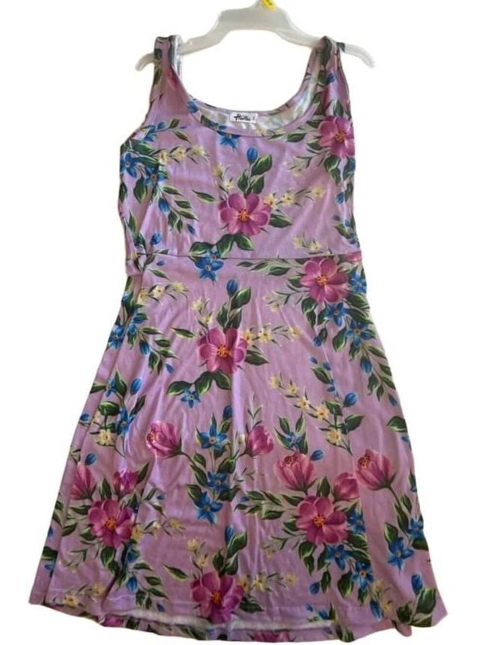 Herou Women's Purple Floral Sleeveless Casual Flared Tank Dress Size XL